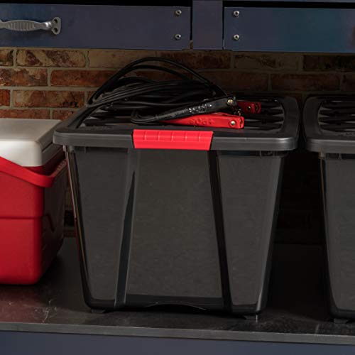 IRIS USA 6-Pack 54 Qt Black Storage Bins with Lids - Stackable, Durable Plastic