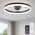 Black 20-Inch Low Profile Ceiling Fan with Light and Remote Control