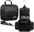 XXL Jet Black Hanging Travel Toiletry Bag for Men & Women - Waterproof with 19 Compartments