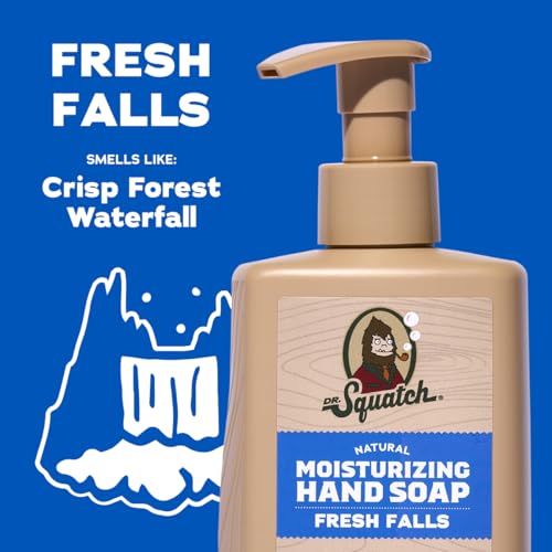 Dr. Squatch Moisturizing Hand Soap - Tough on Dirt + Grime - Clean Ingredient, Gentle for all Skin Types - Moisturizing + Non-Drying - Fresh Falls (8 fl oz, 3-Pack)