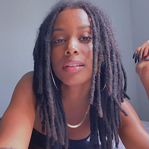 Human Hair Dreadlock Extensions 12 Inch 10 Strands Natural Black Full Head