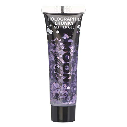 Holographic Chunky Face & Body Glitter Gel by Moon Glitter - 12ml - Purple - Glitter Face Paint