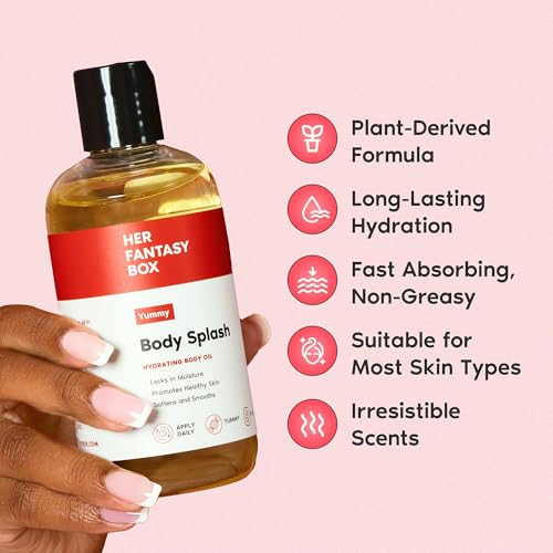 Her Fantasy Box | Body Splash Hydrating Body Oil (Yummy) - Moisturizing, Non-Greasy Formula for Soft, Smooth Skin - All-Natural, Lightweight & Nourishing (Pack of 2)