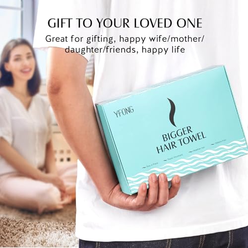 YFONG 3 Pack Microfiber Hair Towels for Long Hair - 400 GSM Thick & Absorbent, Includes Grey, Pink, Blue