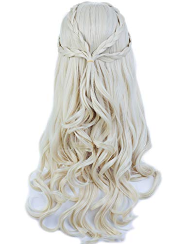 Women's Long Wavy Blonde Wig for Halloween Cosplay Party Costume
