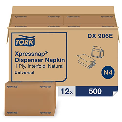 Refill for Tork Xpressnap Natural Dispenser Napkin N4 - 12 Packs of 500, 1-Ply