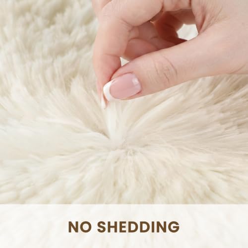 Cream 9x12 Shag Area Rug - Fluffy Living Room & Bedroom Carpet
