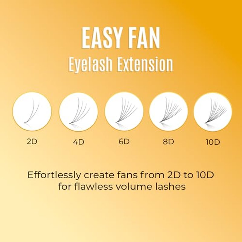 Easy Fan Lash Extensions by STACY LASH | D Curl Eye Lashes | Easy Fanning Lashes 3D 4D 5D 6D 7D 10D | Volume Set | 16-Rows Lash Tray | Eyelash Extension Supplies for Lash Tech |D-0.07-11mm