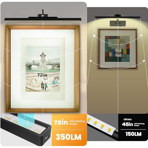 24 Inch Battery Powered Picture Lights 3 Pack Black Wireless Remote Art Wall Sconces