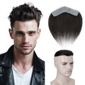 SEGO Men's Human Hair Toupee V-Shape Hairpiece 1.57x7 Inches for Natural Hairline