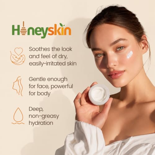 Honeyskin Organic Manuka Honey Face & Body Moisturizer 8oz - Sensitive Skin Hydrating Cream - Original