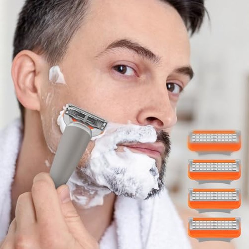 24 Pack Razor Blade Refills Compatible with 5 Razor ? 5-Layer Precision Anti-Friction Blades for Manual Wet Shaving ? Pivoting Head Design for Smooth