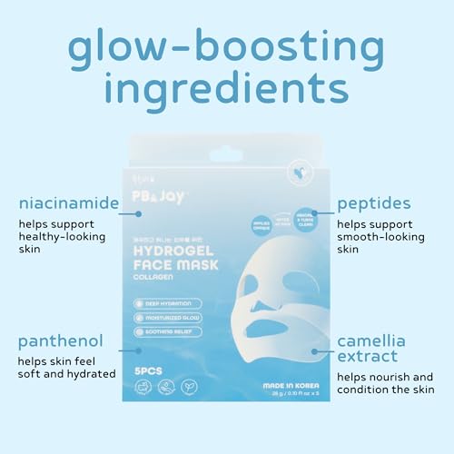 PB & JAY Hydrogel Face Mask ? Korean Overnight Face Mask for Deep Hydration, Natural Collagen Production, & Glass-Skin Glow (5 Pack)