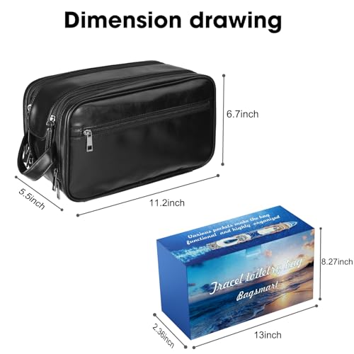 Personalized Leather Travel Toiletry Bag for Men, Large Travel Bathroom Shaving Dopp Kit, Large Cosmetic Bag Waterproof