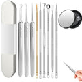 10 Pcs Acssart Blackhead Remover Tools, Acssart Stainless Steel Blackhead Remover Kit, Pimple Popper Tool Kit, Blackhead Tweezers with 15x Magnifying Glass, Metal Case