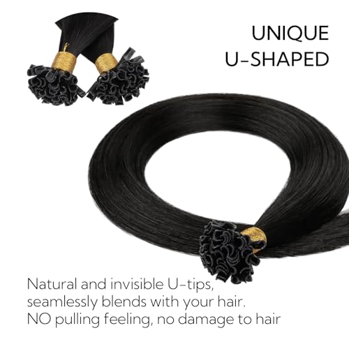 U Tip Hair Extensions Human Hair Jet Black 22 Inch 50g 50 Strands - Hotbanana