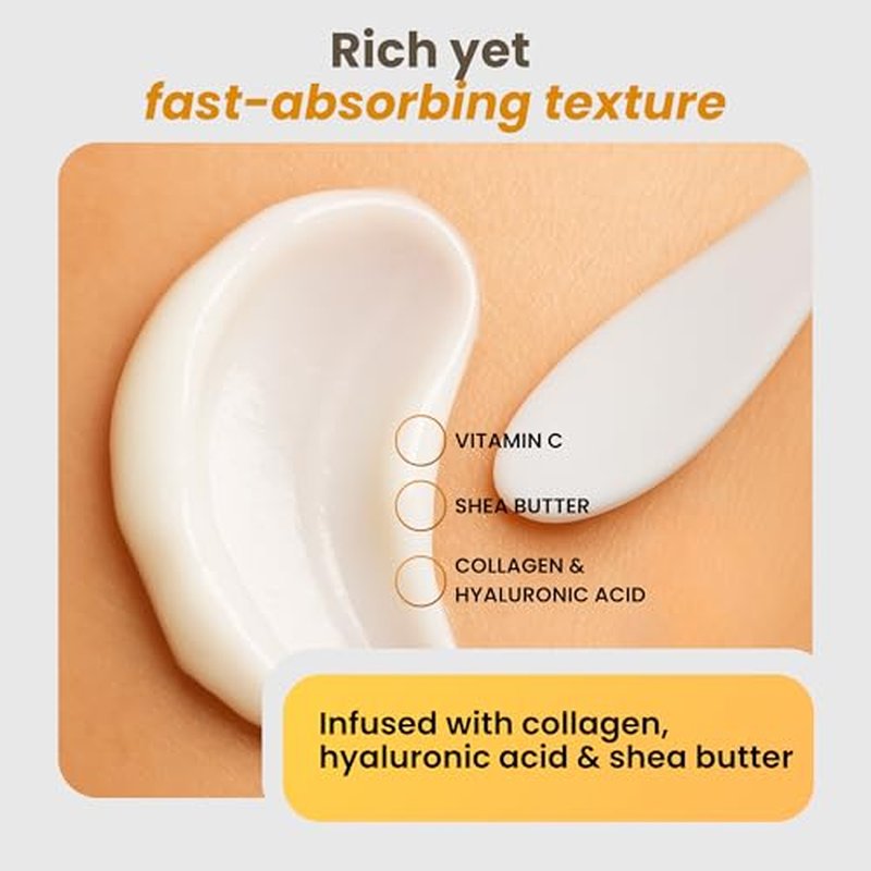 Clarimond Vitamin C Body Lotion w/Hyaluronic Acid & Collagen Peptides - Brightening Hydrating Moisturizer Non-Greasy for Dry, Sensitive Skin - Firming Tightening Body Cream