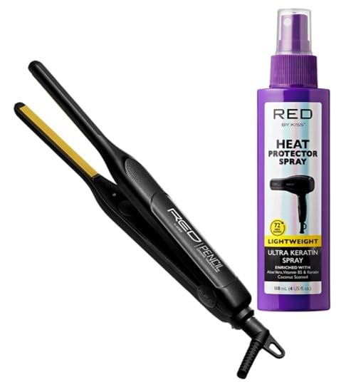 Flat Iron & Heat Protectant Spray Bundle for Short to Medium Hair - Ceramic Tourmaline Plates