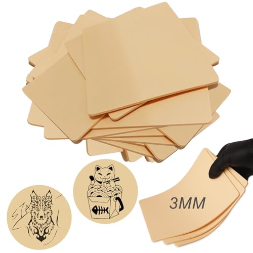 Fake Tattoo Skin Practice Kit 20pcs 3mm Thickness Double-Sided Silicone for Beginners & Artists
