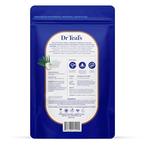 Dr Teal's Nourish & Protect Epsom Salt Soak with Coconut Oil, 3 lb (Pack of 4)