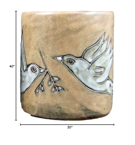 16 oz Ceramic Doves Mug - Handcrafted Stoneware Coffee Cup with Unique Design