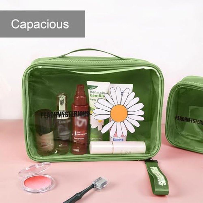 LAKSMI 2 Pack Clear Toiletry Bag, Waterproof Quart Size Bag, Makeup Cosmetic Bag Airport Airline Compliant Organizers for Vacation, Travel, Bathroom