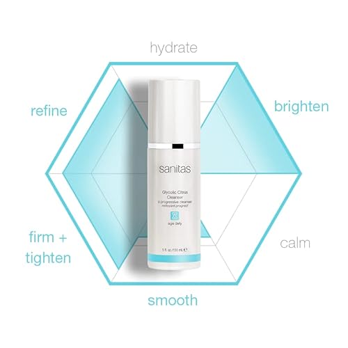 Sanitas Skincare Glycolic Citrus Cleanser, Exfoliating Facial Cleanser, Glycolic Acid, 5 Ounces