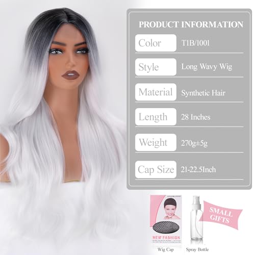 Black Root Blonde 28 Inch Wavy Lace Front Synthetic Wig - Vitorish