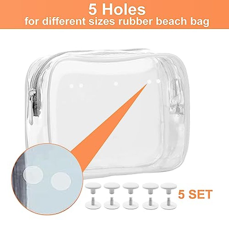 3 Packs Clear Bogg Beach Tote Bag with 2 Pack Insert Hooks Accessories for Bogg Bags Travel Makeup Clean Toiletry Brush Organizer Cosmetic Divider Storage Inner Pouch