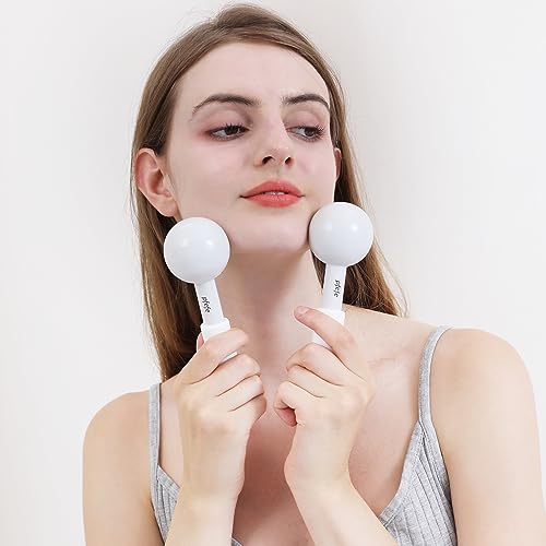pfefe Ice Globes for Face & Eyes - White Gloss Stainless Steel Cryo Sticks for Puffiness & Wrinkles