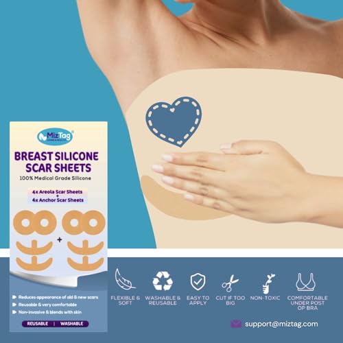 Breast Silicone Scar Sheets for Breast Surgery Recovery - Effective Support for Healing and Comfort (8 PCS) - Breast Augmentation Post-Op Essentials