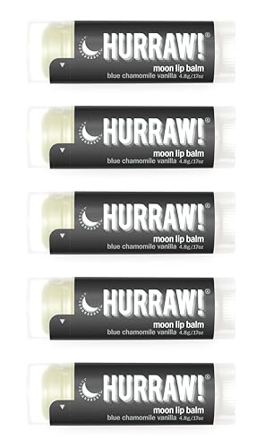 Hurraw! Moon Night Treatment Lip Balm 5 Pack - Organic, Vegan, Blue Chamomile & Vanilla