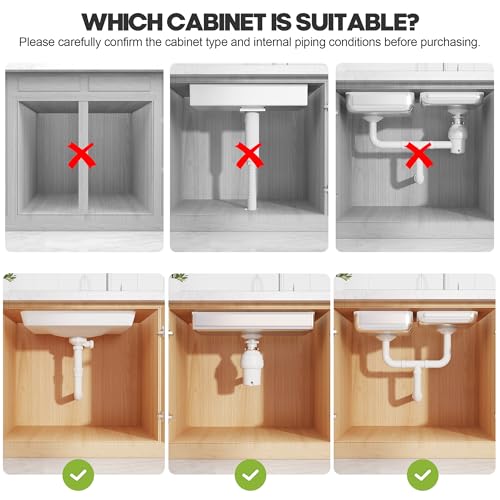 Expandable Under Sink Organizer 15.3-24.2 Inches Black 2-Tier Pull-Out Storage