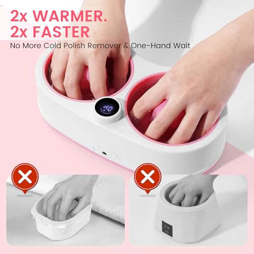 Pink Electric Nail Soaking Bowl with 10-Level Temperature Control & Dual Rotating Compartments
