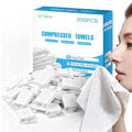 White 200 Pack Compressed Towels - Portable Disposable Face & Hand Towels