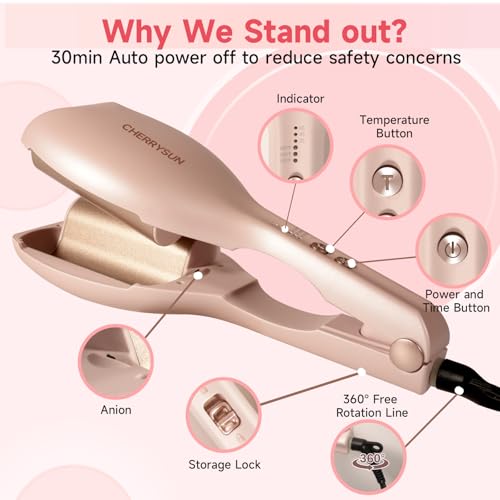 Dual Barrel Hair Crimper Waver for Beach Waves - Ceramic Curling Iron