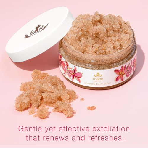 Mālie Organic Plumeria Scent Sugar Body Polish - Vegan Exfoliator 8 oz