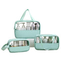 3 Pack/Size Waterproof Travel Toiletry Bag, Clear Cosmetic Makeup Bags PVC and Mint Green PU Splicing, TSA Approved Carry on Pouch, Portable Travel Organizer for Vacation, Bathroom, Airplane