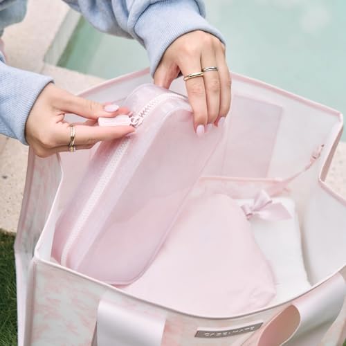 Case-Mate Jelly Makeup Bag - Waterproof Travel Makeup & Toiletry Bag - Cosmetic Make Up Organizer/Case for Women - Small Zipper Pouch for Hair Accessories and Daily Essentials - Ballet Pink Twinkle