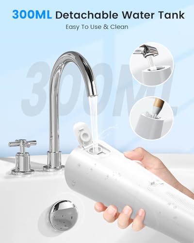 VIMMK White Water Flosser - Cordless Oral Irrigator with 9 Tips, 5 Modes, 300ML Waterproof Battery Operated for Travel & Home