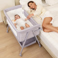 Adjustable Baby Bassinet Bedside Sleeper with Wheels & Mattress - Grey