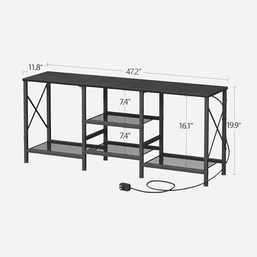 JARHETUN TV Stand for 55 Inch TVs with LED Lights, Black Entertainment Center with 3 Open Shelves and Remote Control