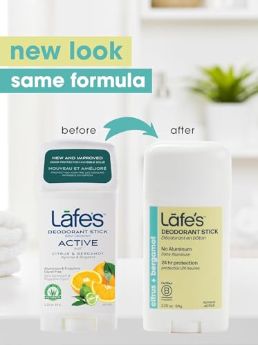 Lafe's Natural Deodorant Stick 2.25oz Pack of 3 - Aluminum & Baking Soda Free, Citrus & Bergamot, Extra Strength, Women & Men