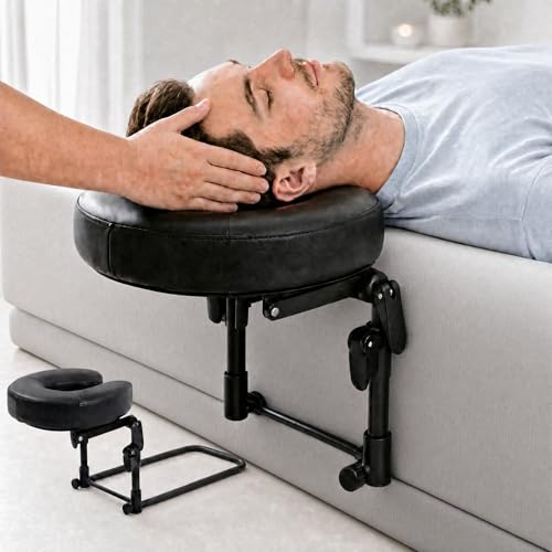 Adjustable Massage Headrest for Bed - Portable Face Cradle Pillow for Post-Surgery & Relaxation - Black (6-17IN)