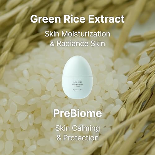 Green Rice Biome Cream (1.69 fl.oz) with Probiotic, Vegan Moisturiser, Reduce Dark Spot, Treat Hyperpigmentation & Blemish, Radiant Skin, Skin Barrier Care, Fragrance-Free, Korean Skincare