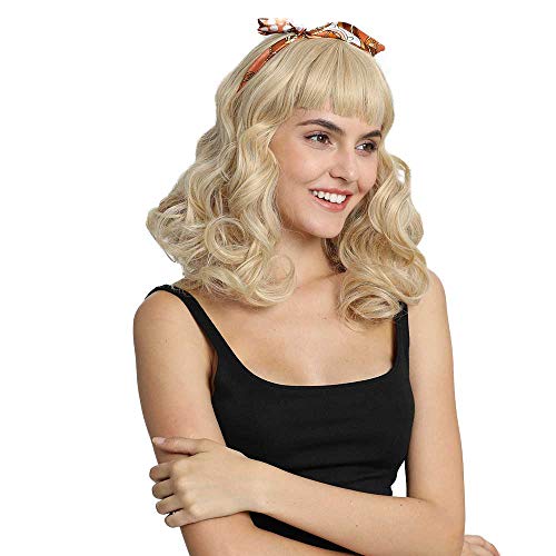 Blonde Vintage Rockabilly Wig Short Bang Wavy Finger Wave Hair for Women - Audrey Style