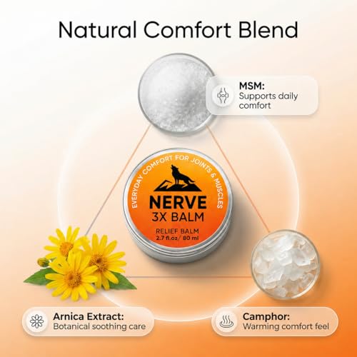 Minnah Nerve 3X Balm for Neuropathy & Joint Comfort - Organic Arnica & Camphor, Non-Greasy, 2.7 fl oz (Variation 1)