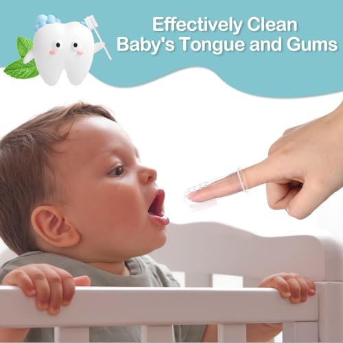 Baby Oral Tongue Cleaner with Finger Toothbrush Set - Blue, 200 pcs