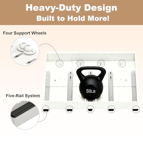 Expandable Pull Out Cabinet Organizer 23-31 W x 17-24 D White Adhesive Shelf