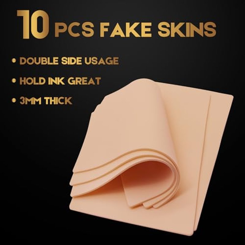 10Pcs Double Sides Thick Fake Skin Tattoo - 86 in Soft Practice Skin for Beginners and Experienced Tattoo Artists